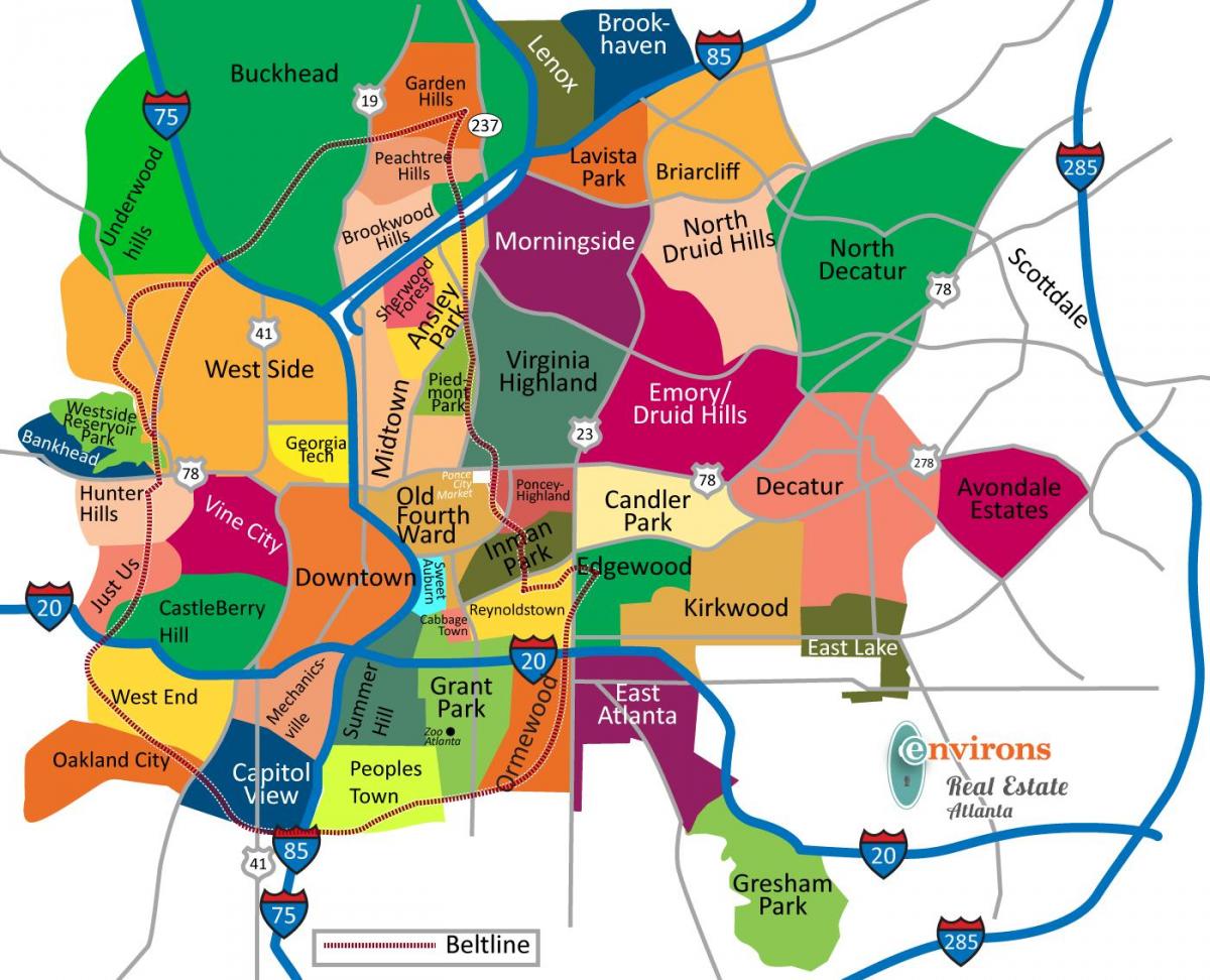Atlanta haritası mahalleleri