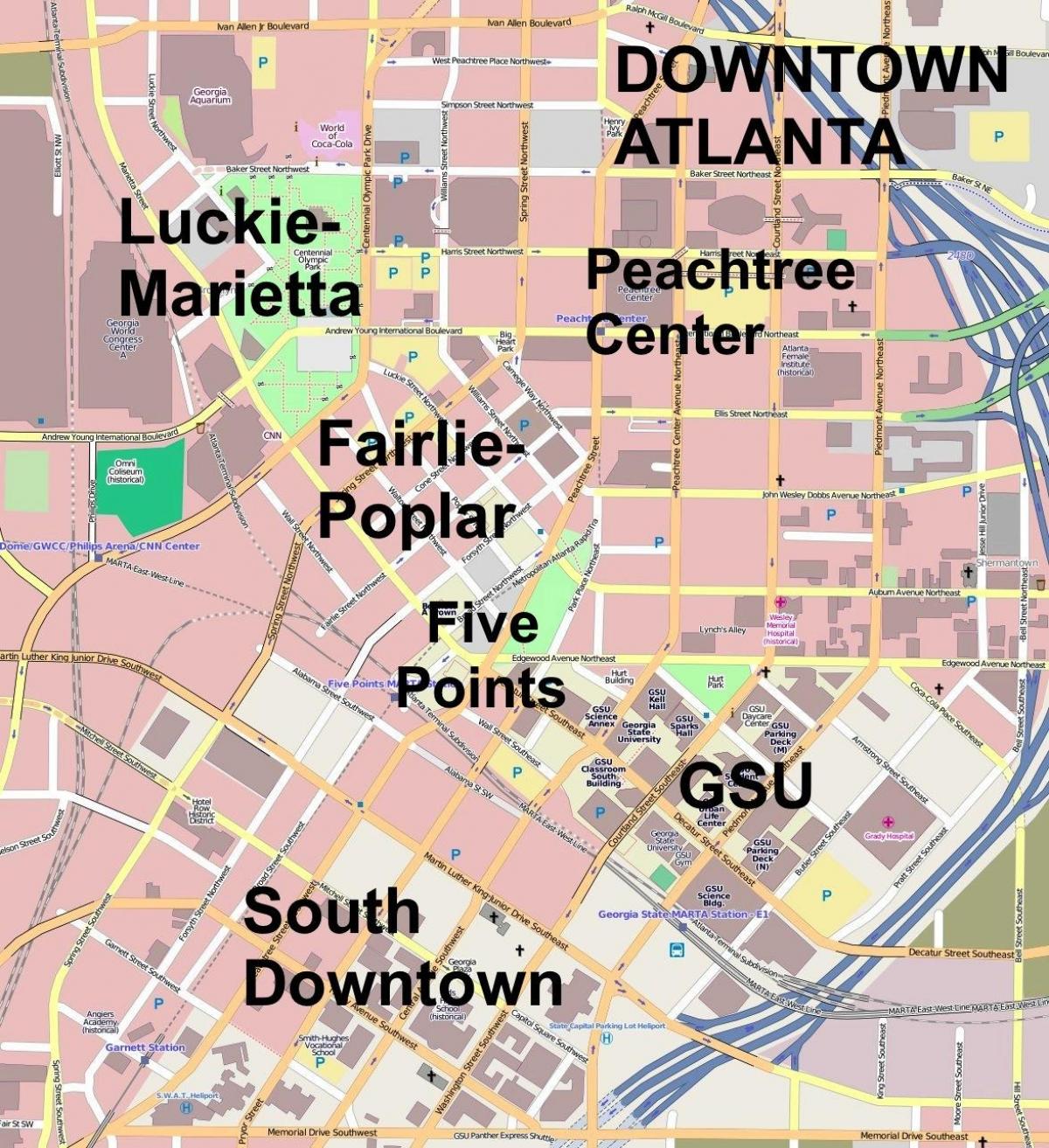 downtown Atlanta haritası