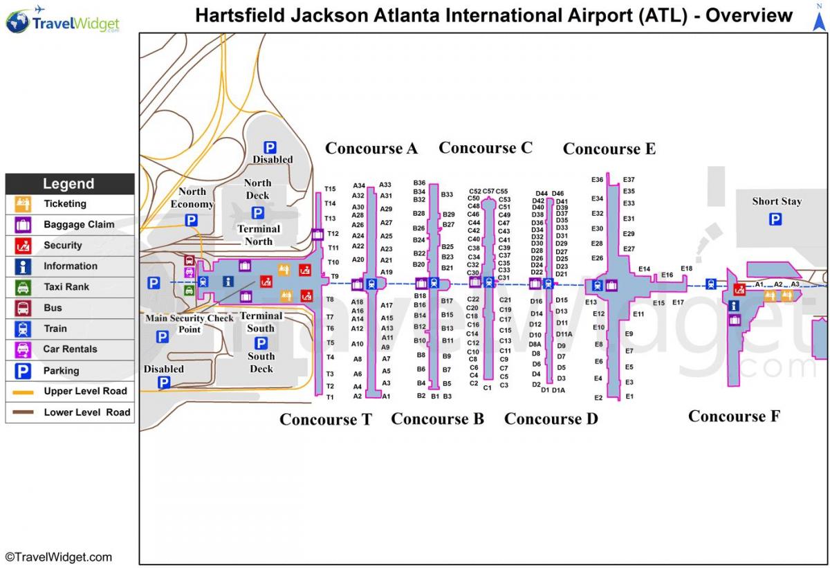 Hartsfield Jackson Atlanta Uluslararası Havaalanı haritası