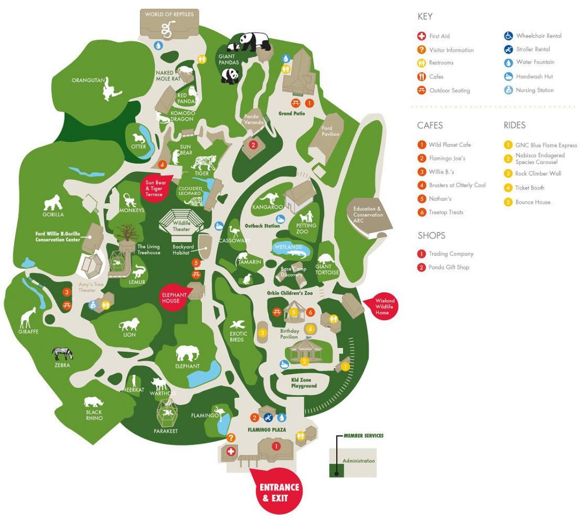 Atlanta Hayvanat Bahçesi haritası
