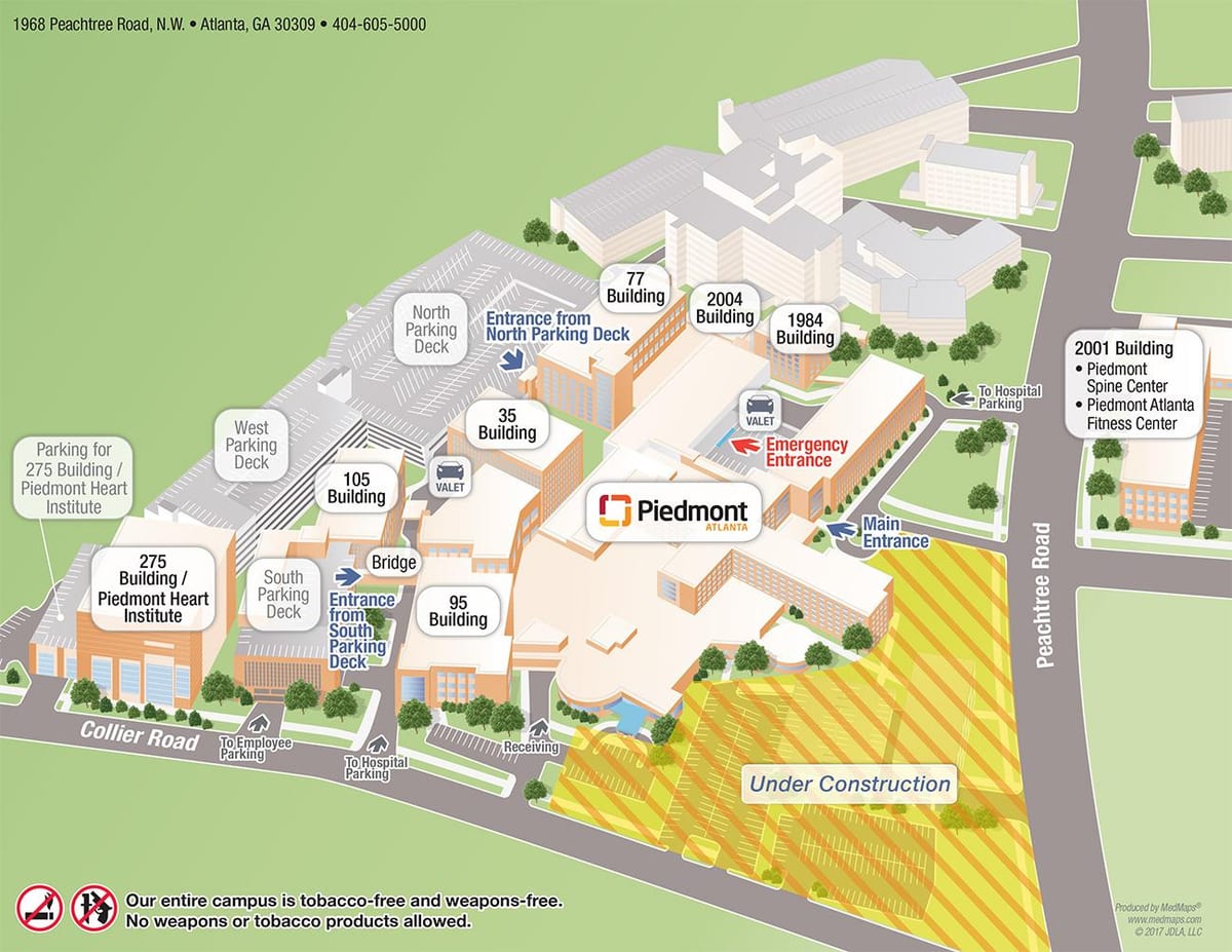 Piedmont Hastanesi harita