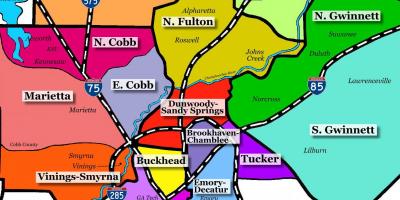 Atlanta haritası banliyölerinde